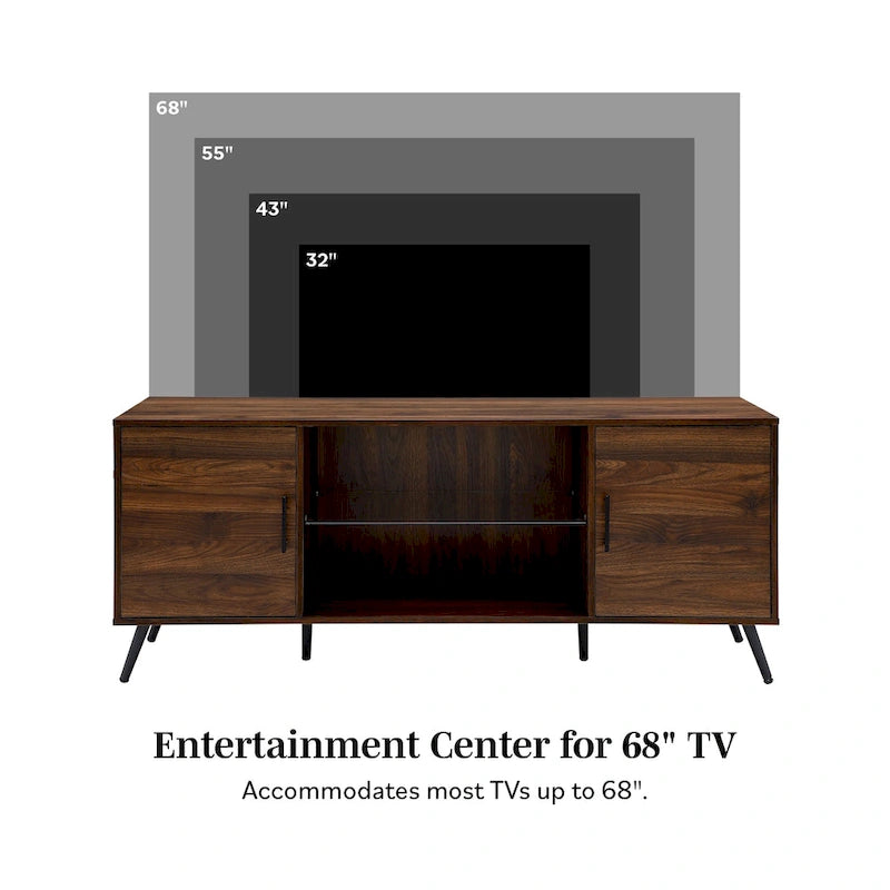 Meuble TV à deux portes de style moderne du milieu du siècle, de 152 cm