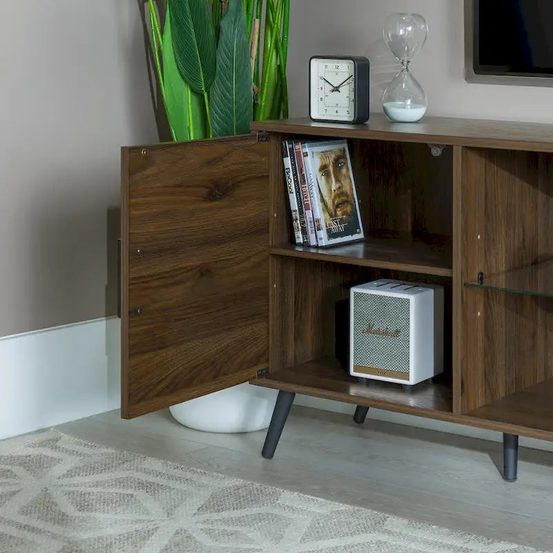 Meuble TV à deux portes de style moderne du milieu du siècle, de 152 cm
