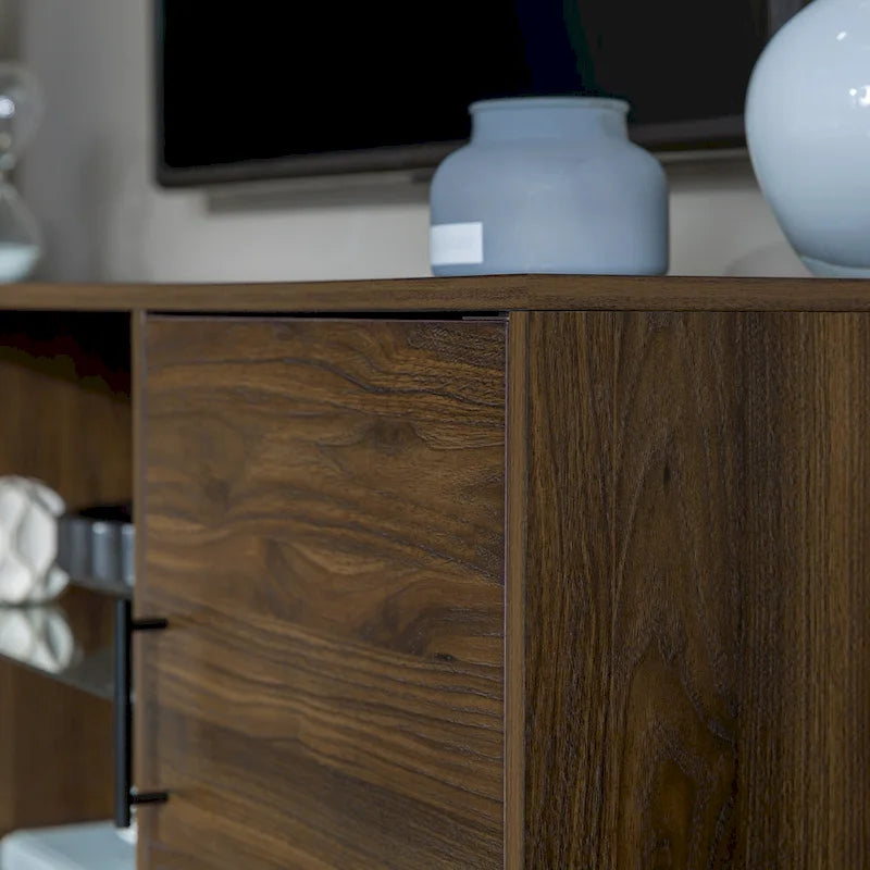 Meuble TV à deux portes de style moderne du milieu du siècle, de 152 cm