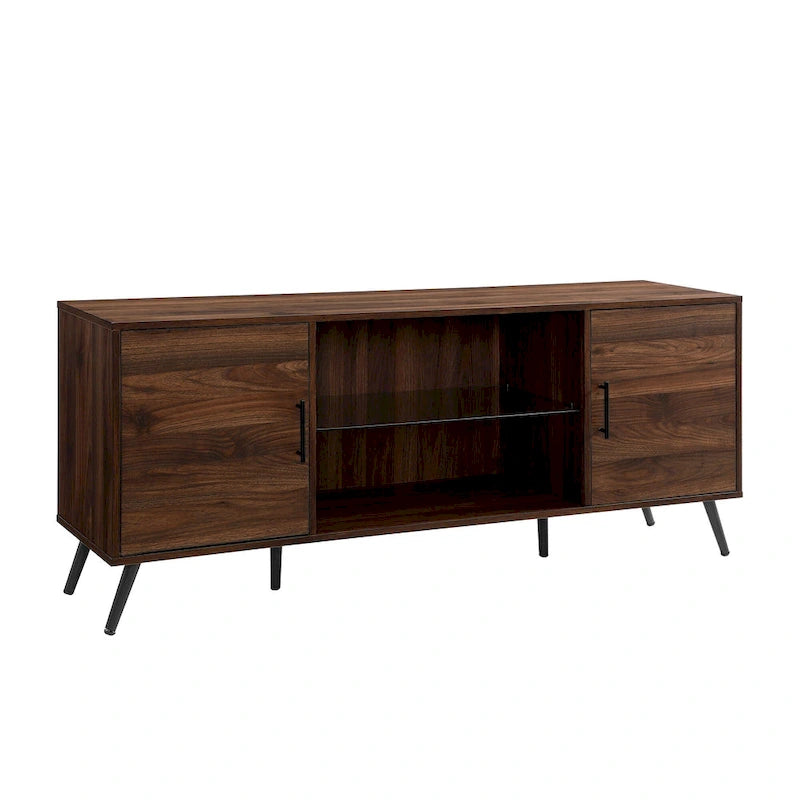 Meuble TV à deux portes de style moderne du milieu du siècle, de 152 cm