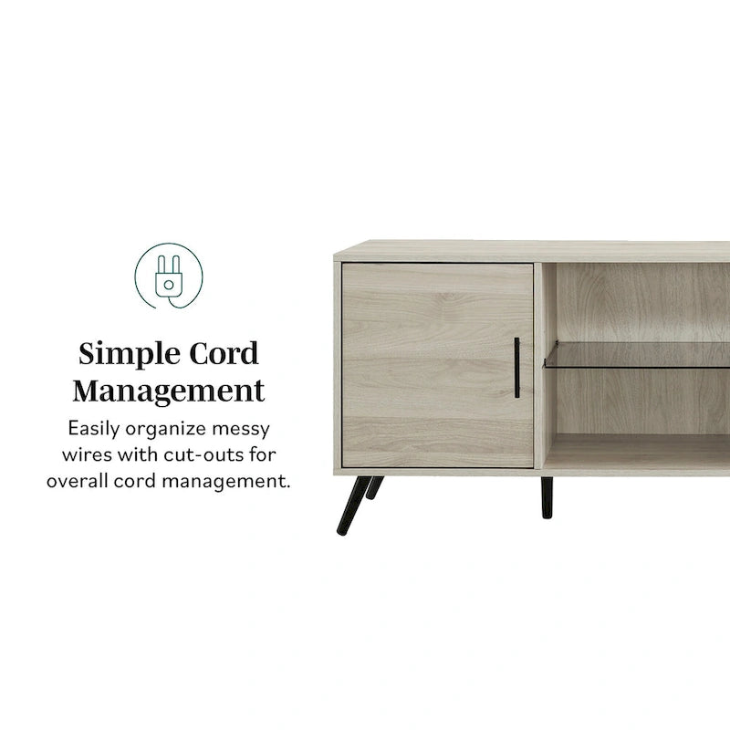 Meuble TV à deux portes de style moderne du milieu du siècle, de 152 cm