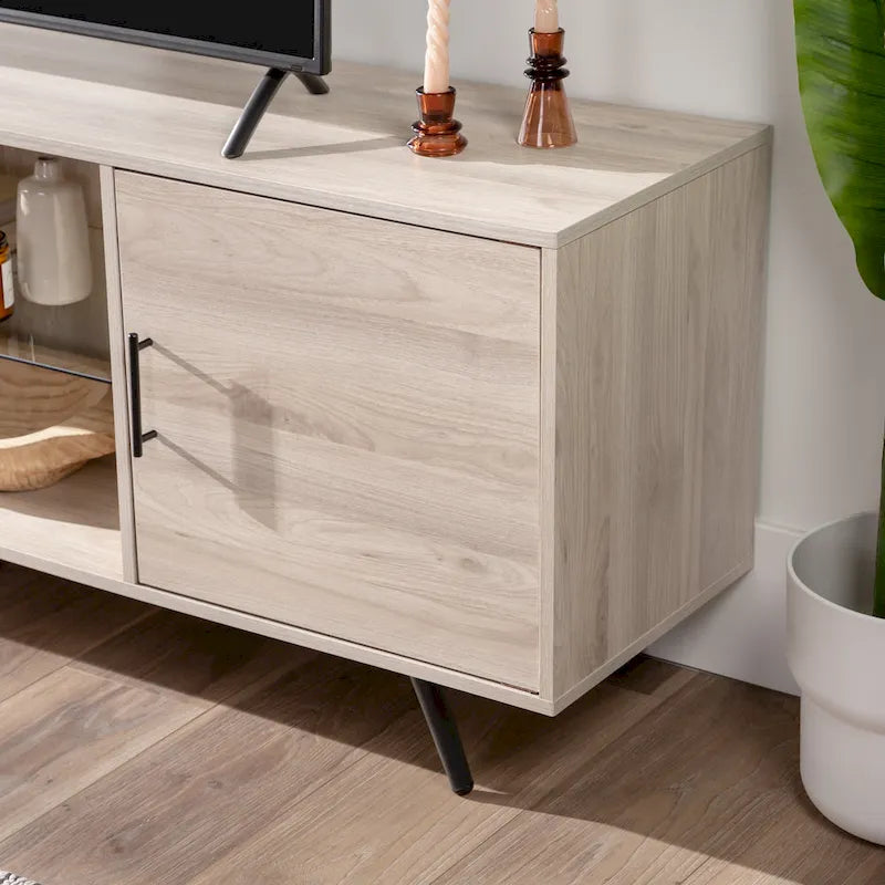 Meuble TV à deux portes de style moderne du milieu du siècle, de 152 cm