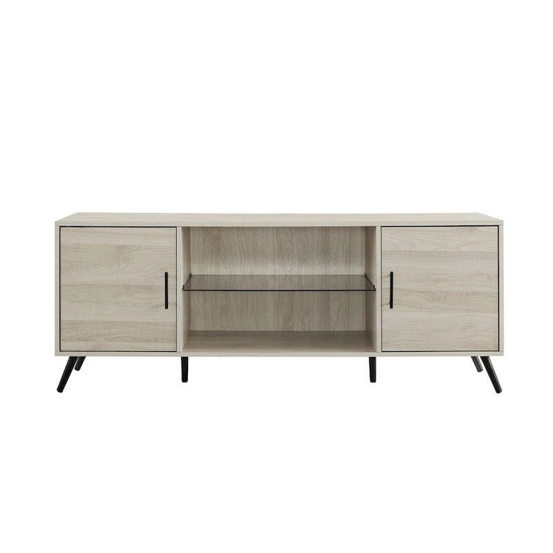 Meuble TV à deux portes de style moderne du milieu du siècle, de 152 cm