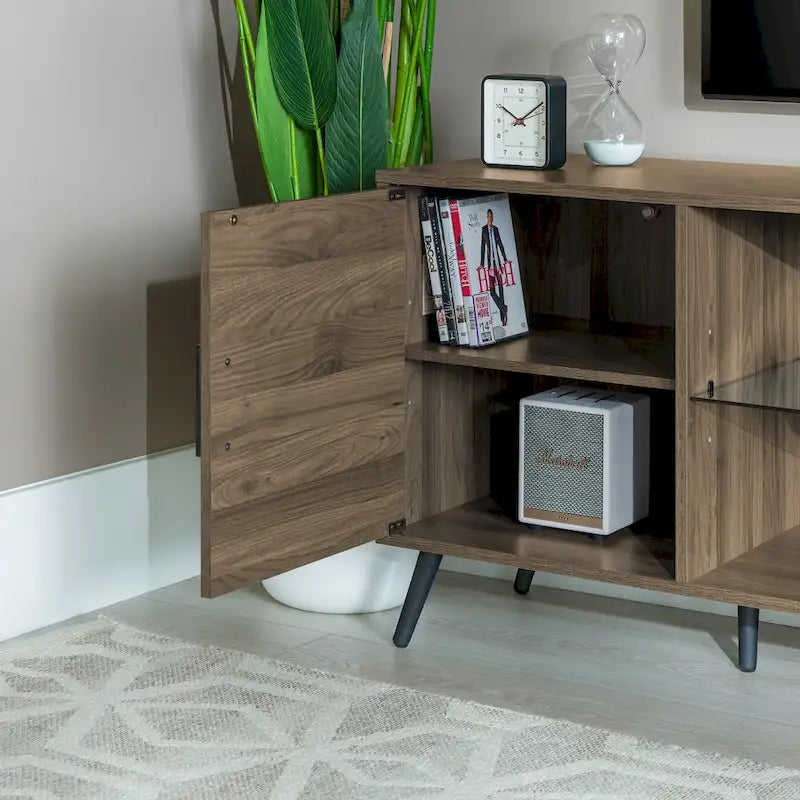 Meuble TV à deux portes de style moderne du milieu du siècle, de 152 cm
