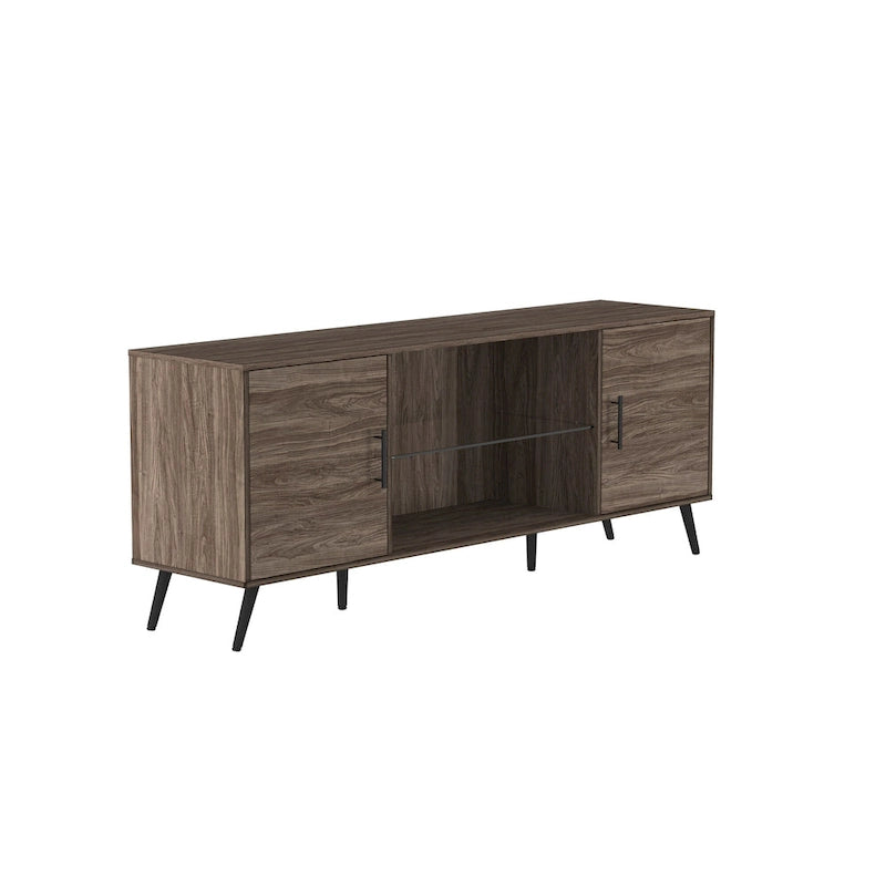 Meuble TV à deux portes de style moderne du milieu du siècle, de 152 cm