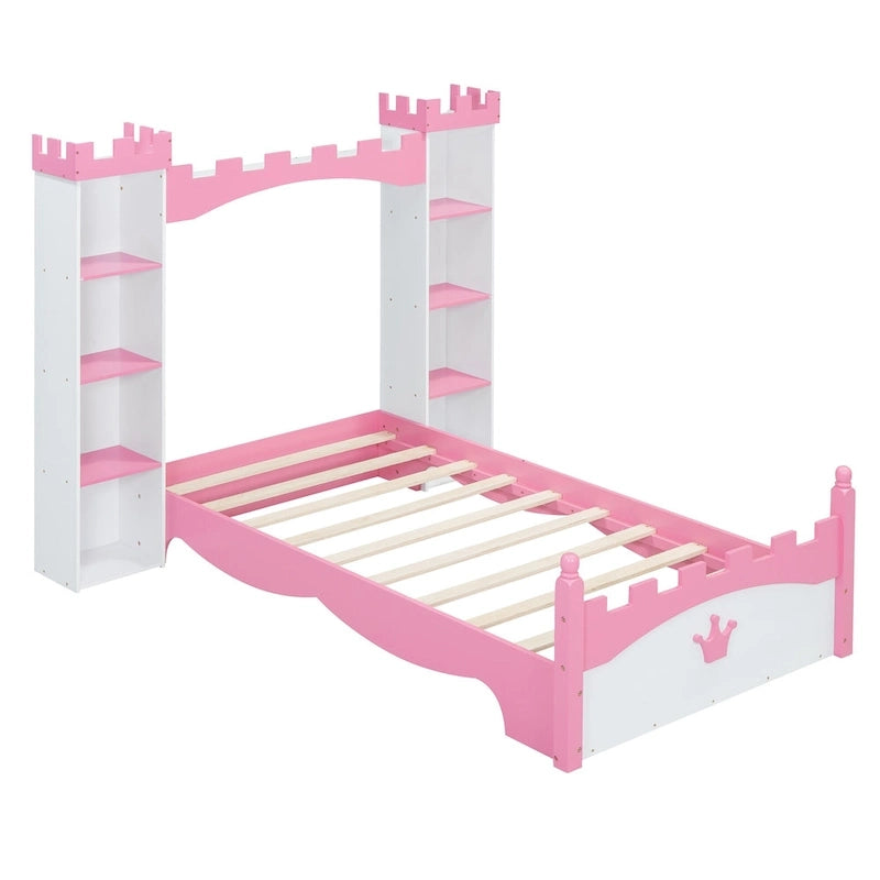 Lit double en bois en forme de château pour chambre d'enfant