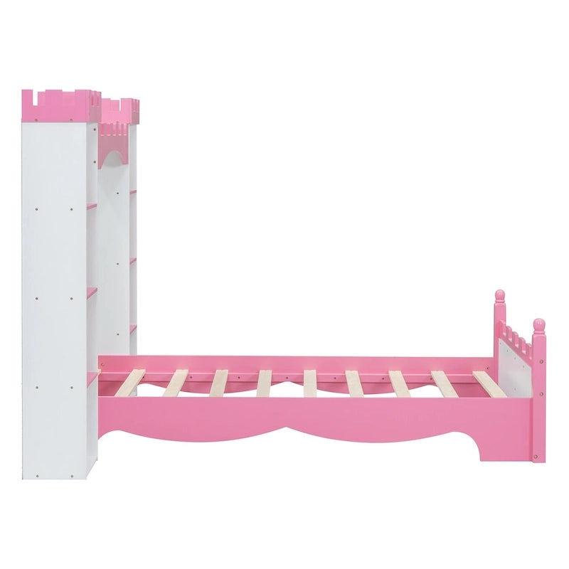 Lit double en bois en forme de château pour chambre d'enfant