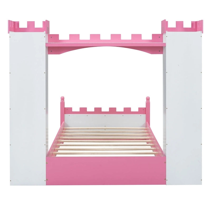 Lit double en bois en forme de château pour chambre d'enfant