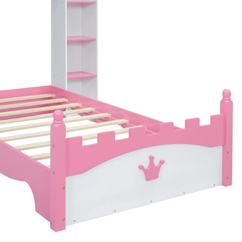 Lit double en bois en forme de château pour chambre d'enfant
