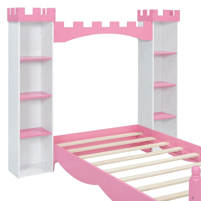 Lit double en bois en forme de château pour chambre d'enfant