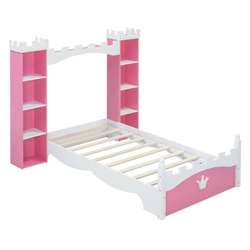 Lit double en bois en forme de château pour chambre d'enfant