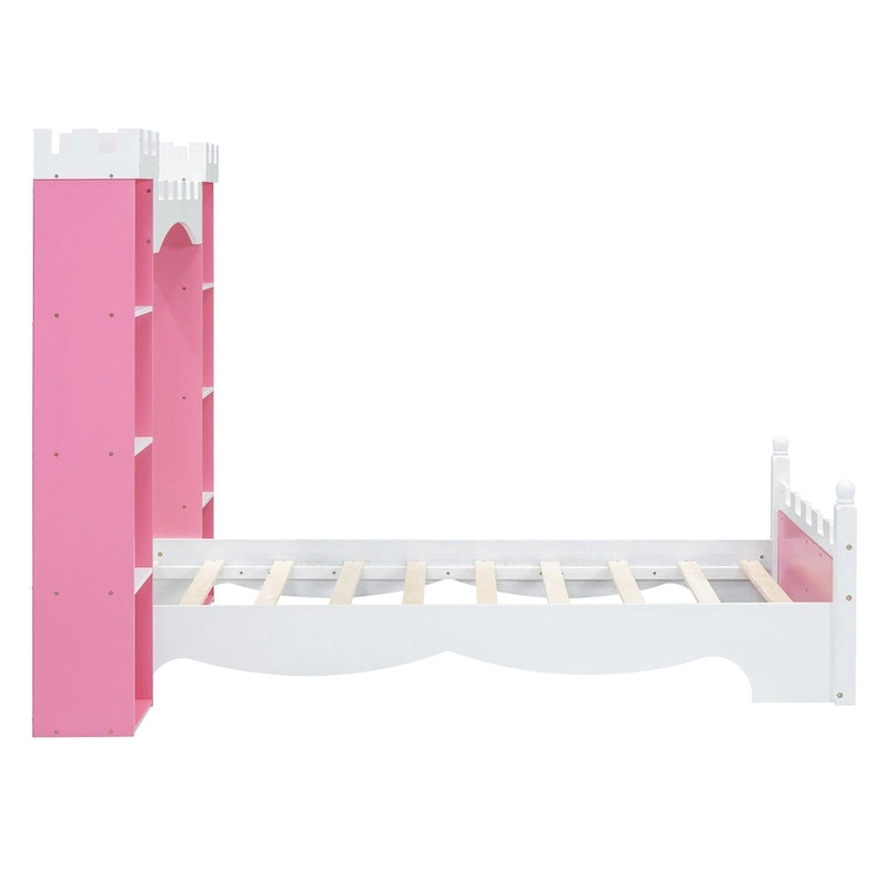 Lit double en bois en forme de château pour chambre d'enfant