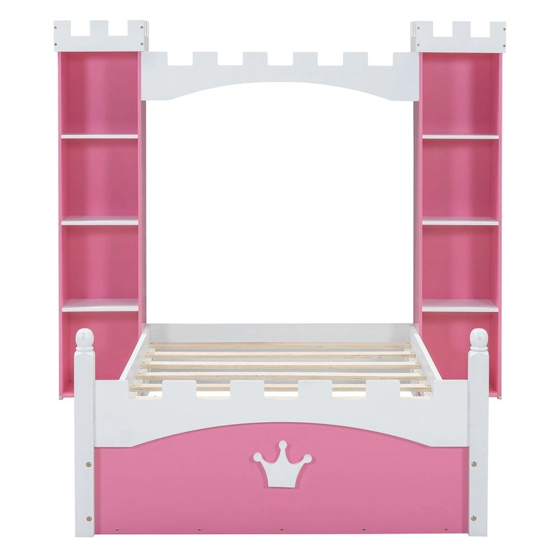 Lit double en bois en forme de château pour chambre d'enfant