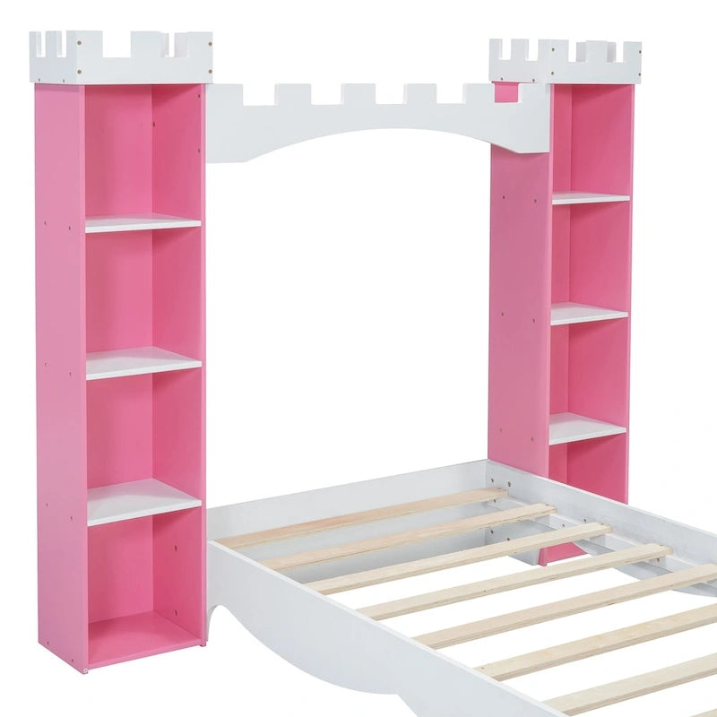 Lit double en bois en forme de château pour chambre d'enfant