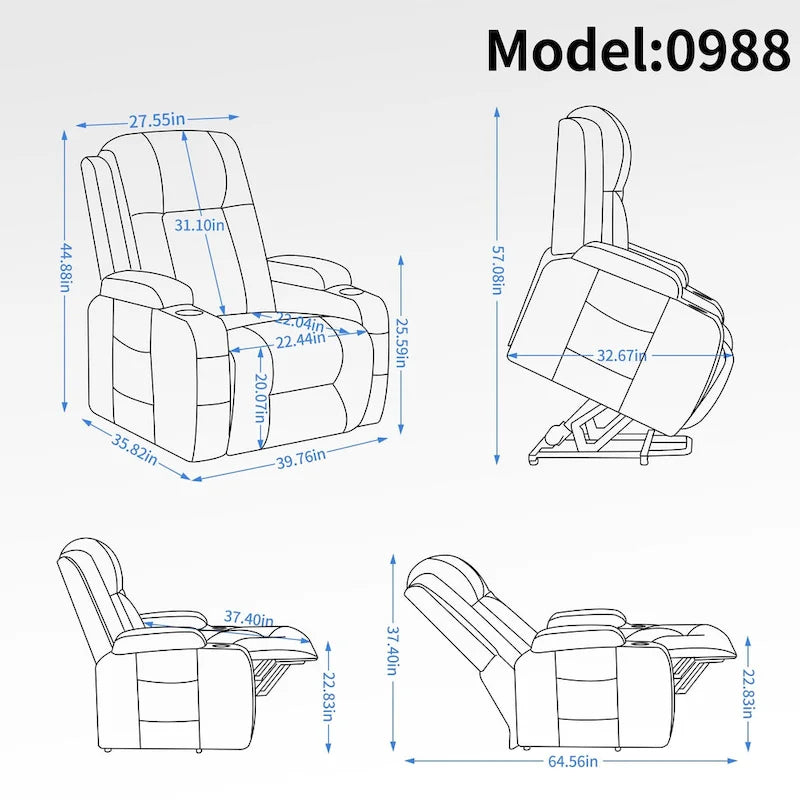 Fauteuil inclinable électrique réglable en hauteur
