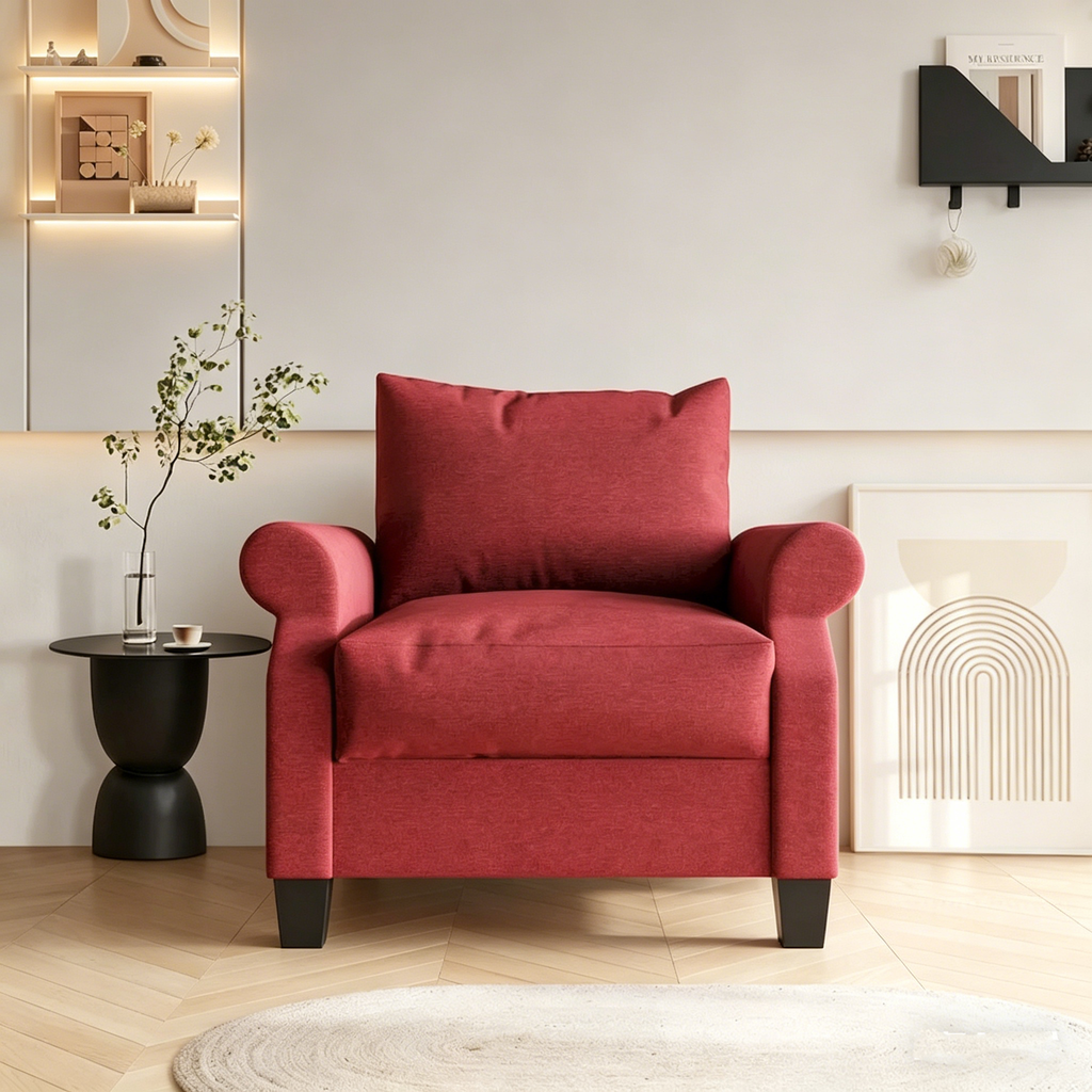 Fauteuil capitonné en lin