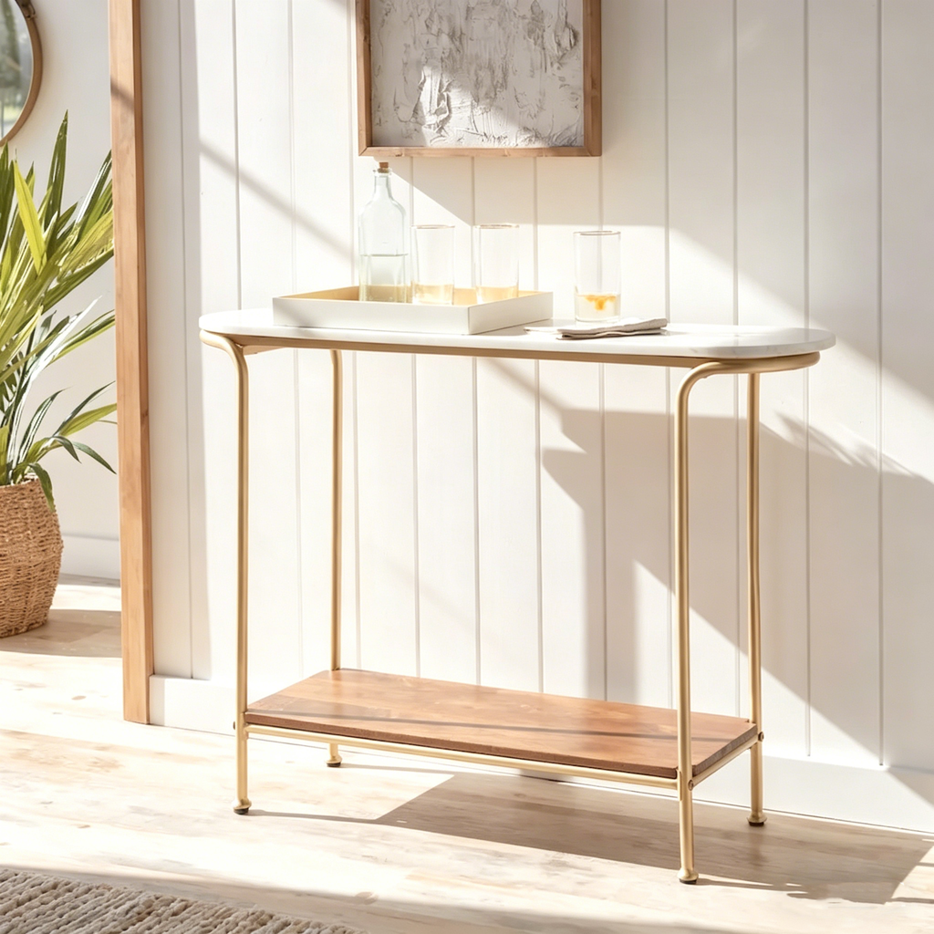 Table d'entrée moderne avec incrustation en marbre