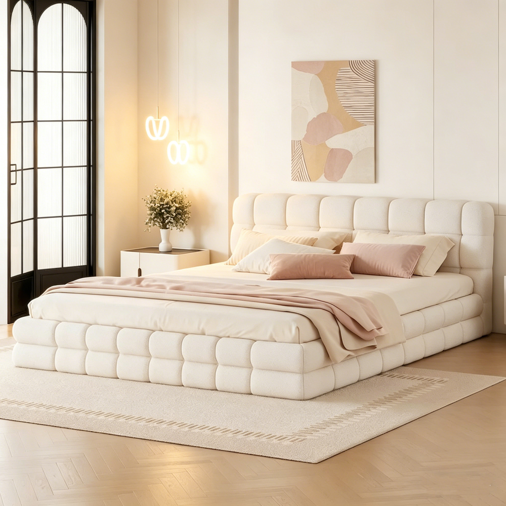 Lit plateforme capitonné pour la chambre à coucher