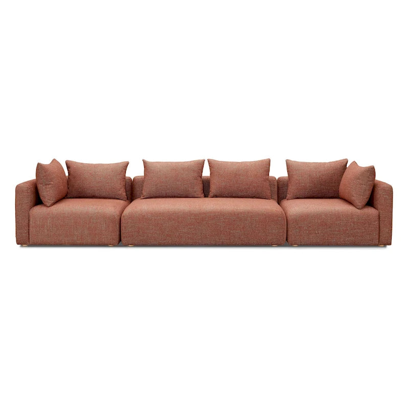 Très long canapé capitonné couleur crème (368 cm)