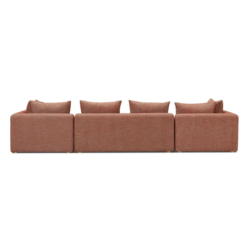 Très long canapé capitonné couleur crème (368 cm)