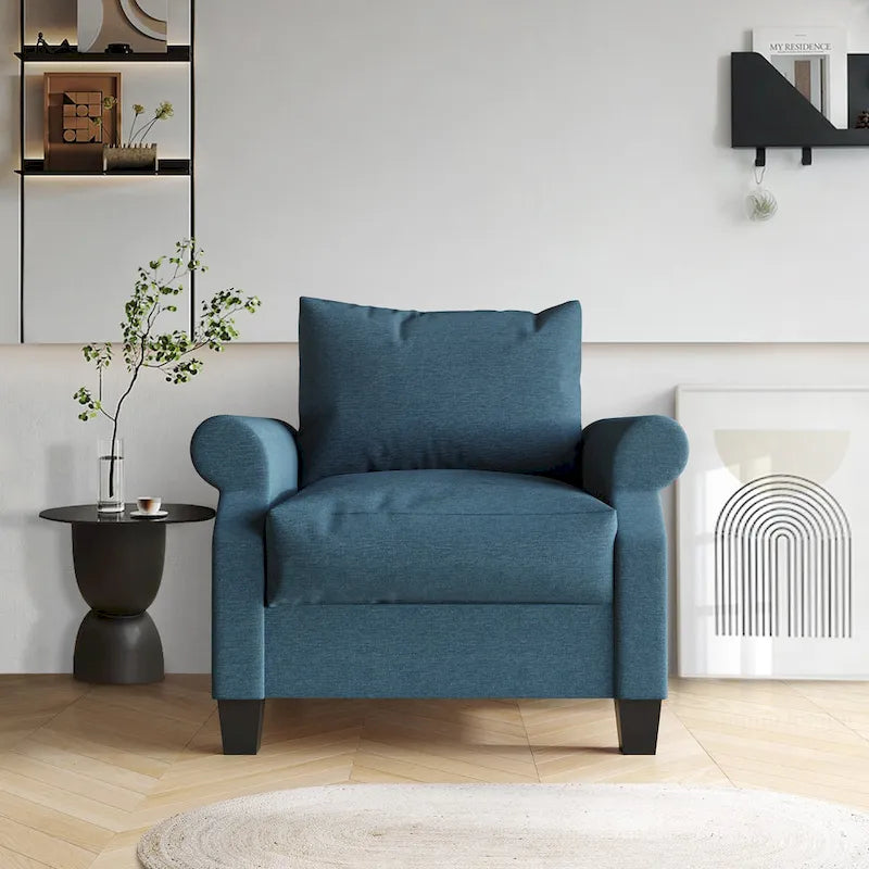 Fauteuil capitonné en lin