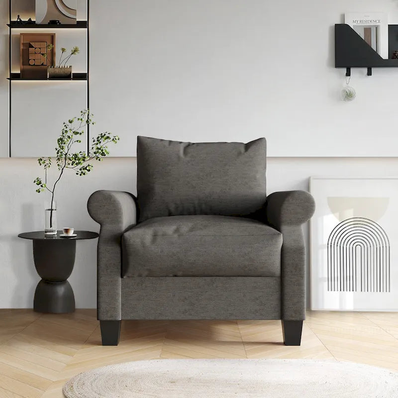 Fauteuil capitonné en lin