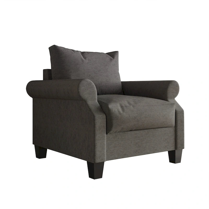 Fauteuil capitonné en lin