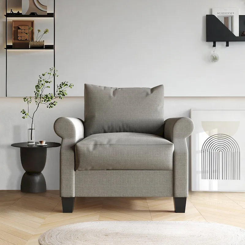 Fauteuil capitonné en lin