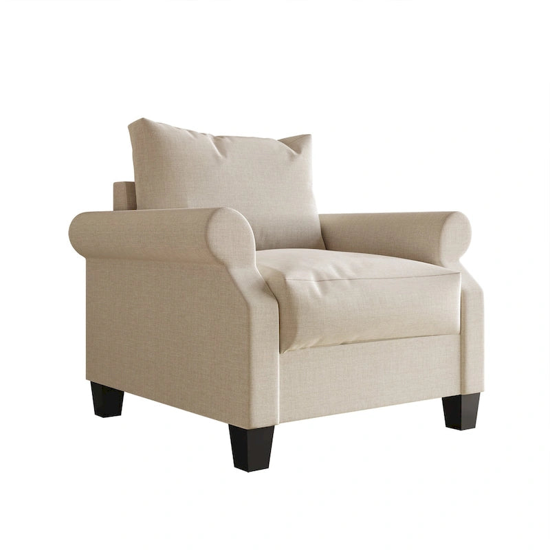 Fauteuil capitonné en lin
