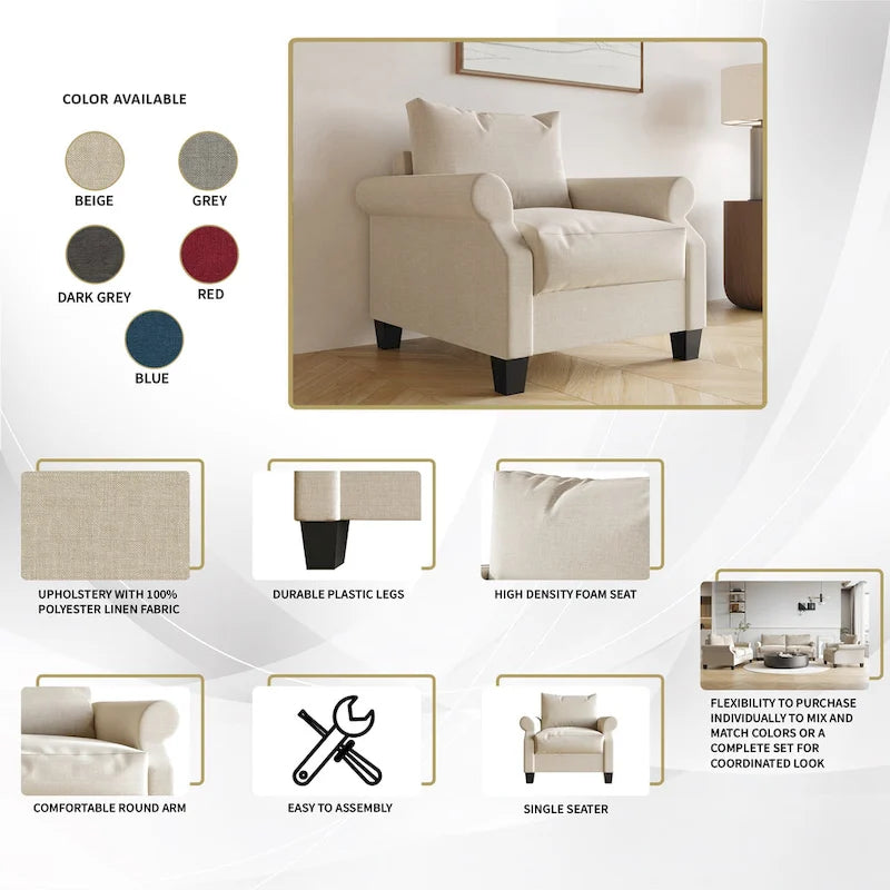 Fauteuil capitonné en lin