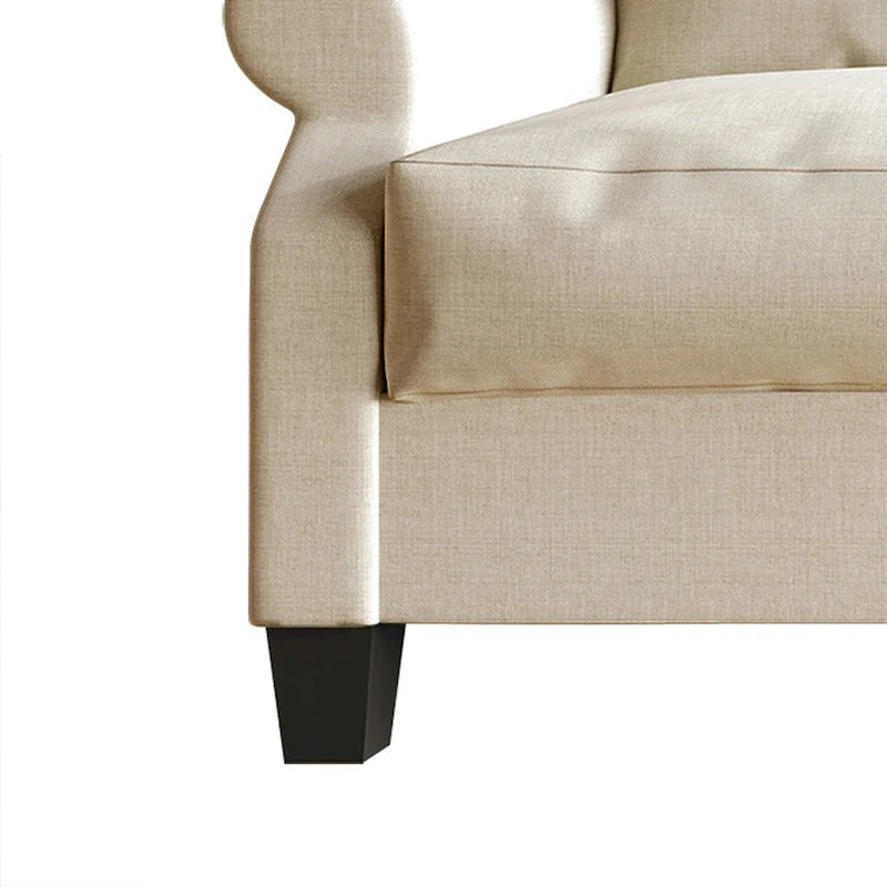 Fauteuil capitonné en lin