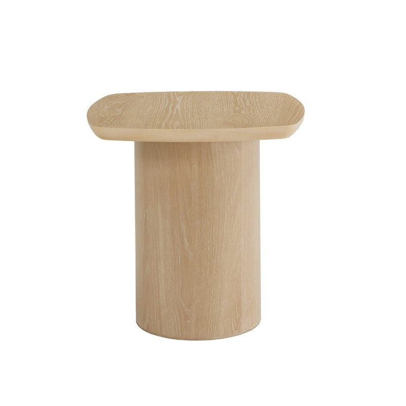 Table d'appoint moderne en placage de chêne avec un piètement colonne robuste