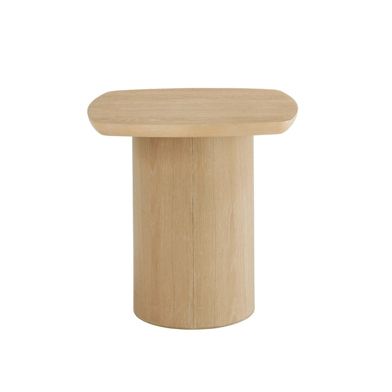 Table d'appoint moderne en placage de chêne avec un piètement colonne robuste