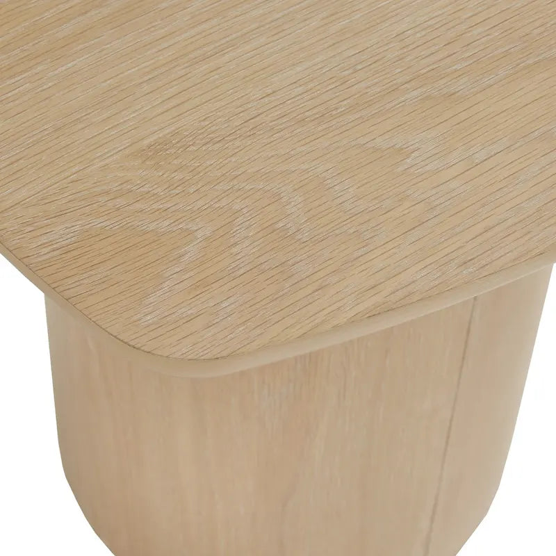 Table d'appoint moderne en placage de chêne avec un piètement colonne robuste