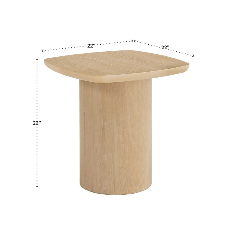 Table d'appoint moderne en placage de chêne avec un piètement colonne robuste
