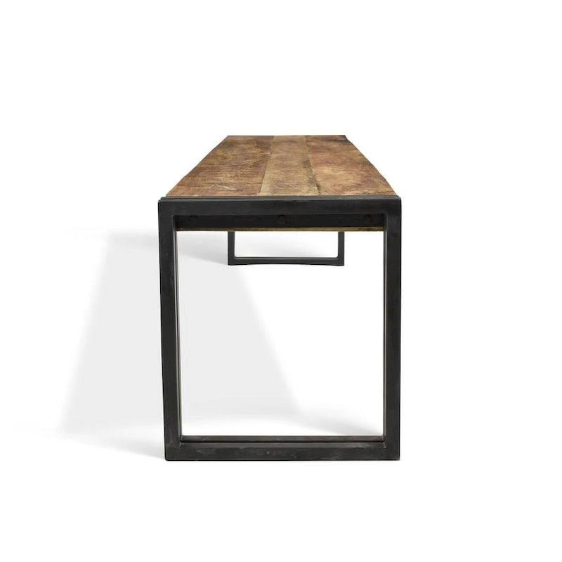 Banc artisanal en bois de récupération et métal