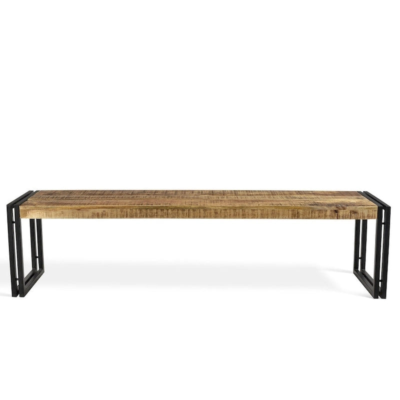 Banc artisanal en bois de récupération et métal