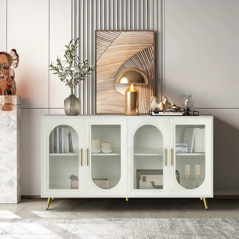 Meuble TV en bois avec placards de rangement et étagères réglables