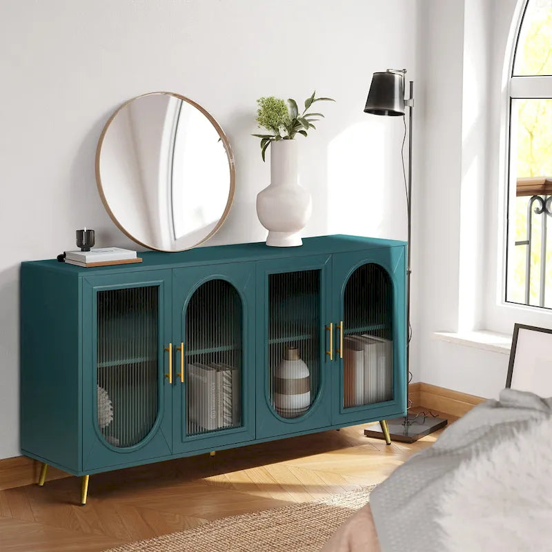 Meuble TV en bois avec placards de rangement et étagères réglables