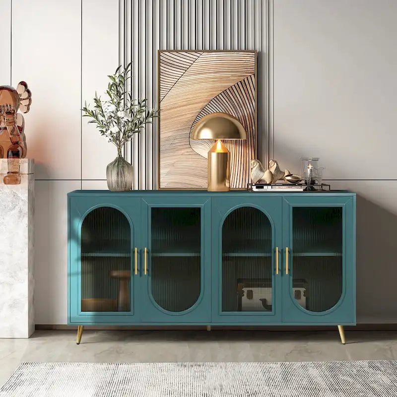 Meuble TV en bois avec placards de rangement et étagères réglables