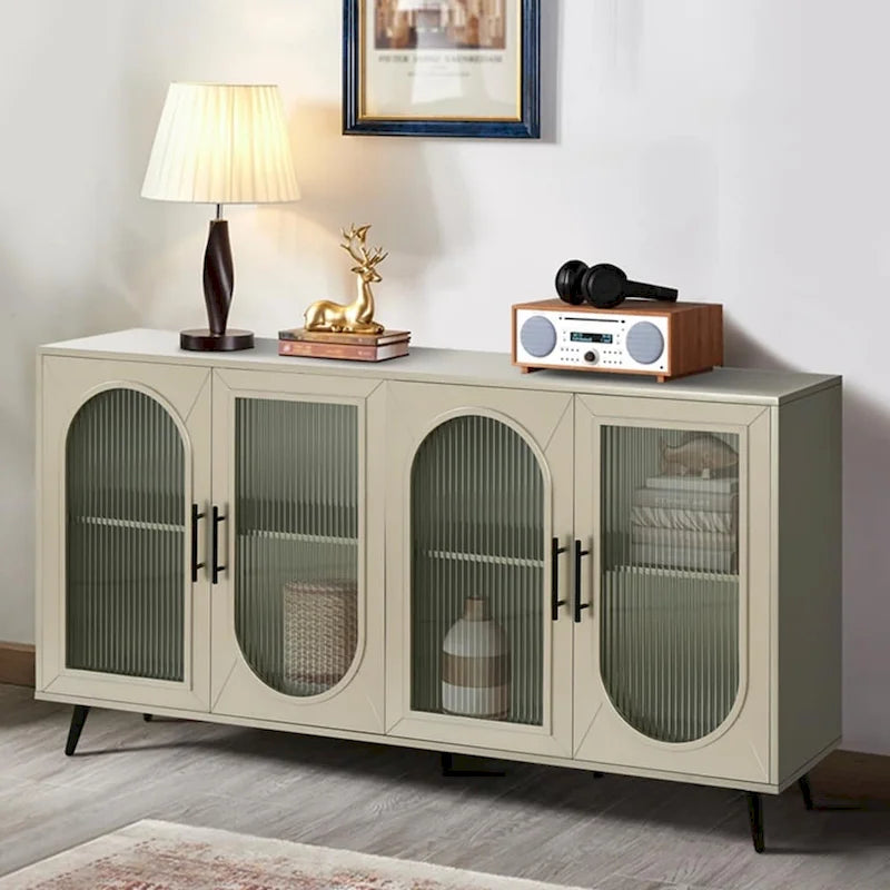 Meuble TV en bois avec placards de rangement et étagères réglables