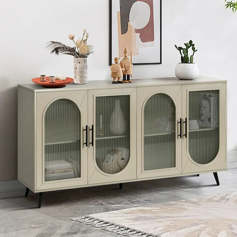Meuble TV en bois avec placards de rangement et étagères réglables