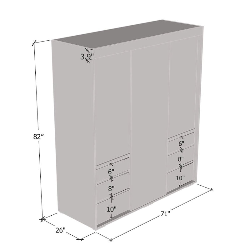 Armoire moderne 3 portes avec miroir de 180 cm