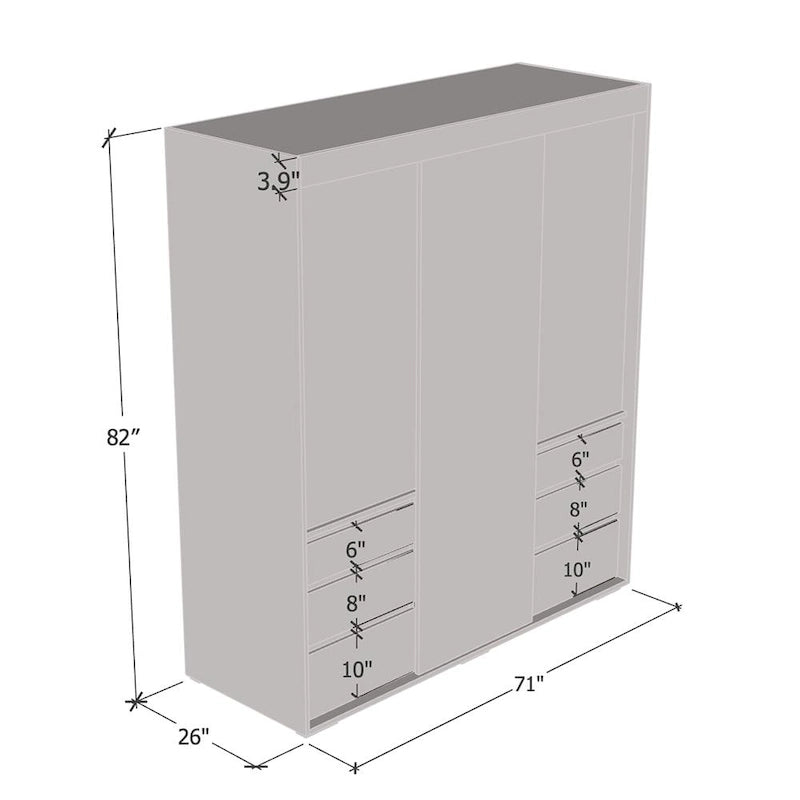 Armoire moderne 3 portes avec miroir de 180 cm