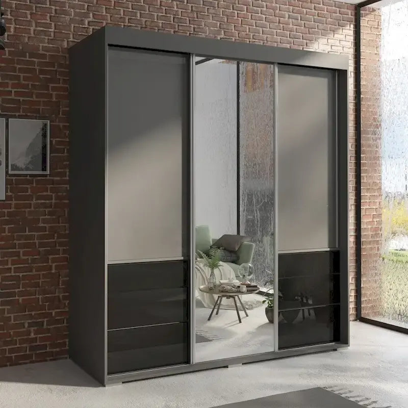 Armoire moderne 3 portes avec miroir de 180 cm