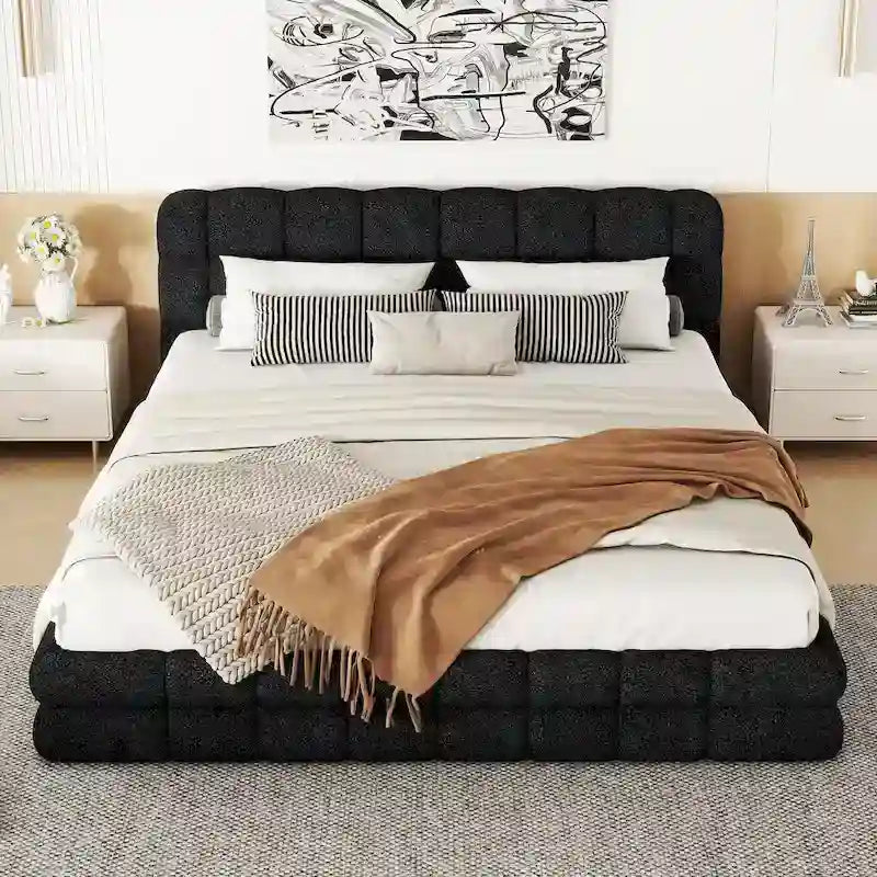 Lit plateforme capitonné pour la chambre à coucher