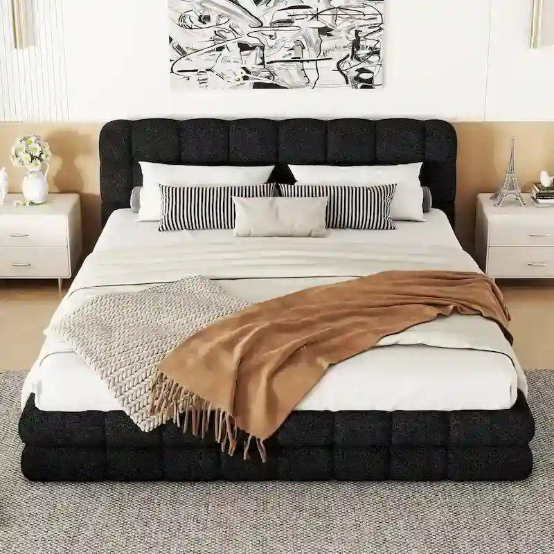 Lit plateforme capitonné pour la chambre à coucher