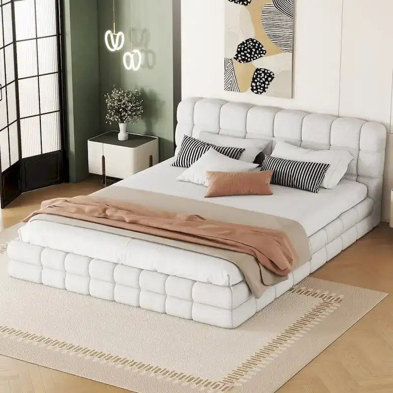 Lit plateforme capitonné pour la chambre à coucher