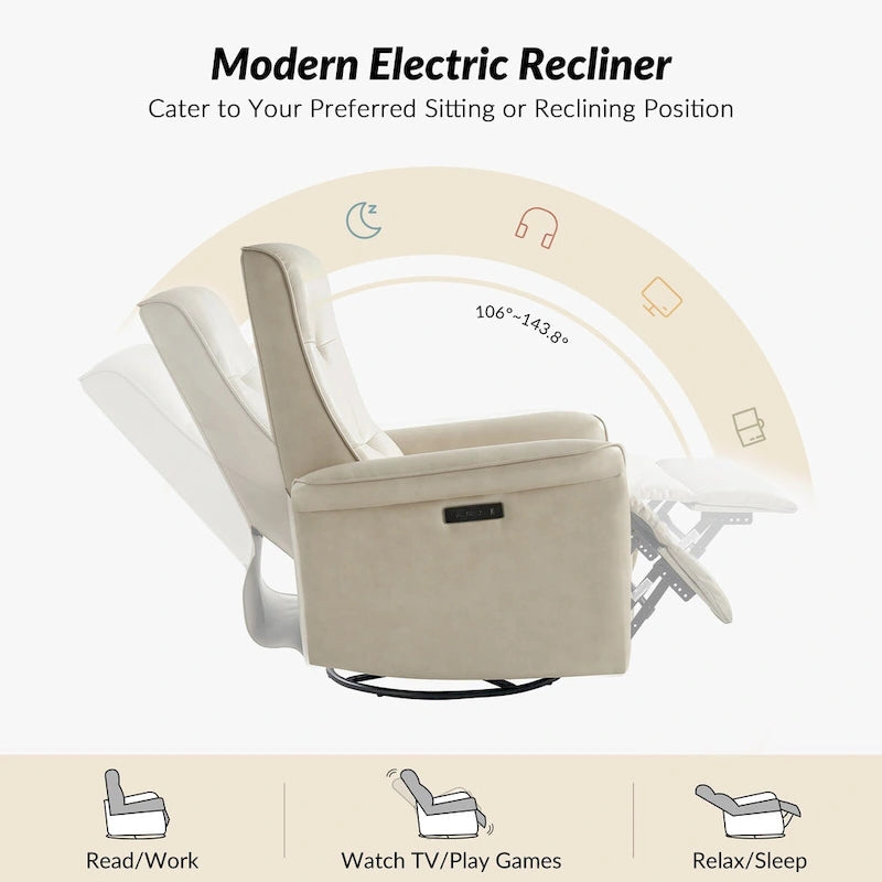 Fauteuil inclinable pivotant électrique (avec port USB)