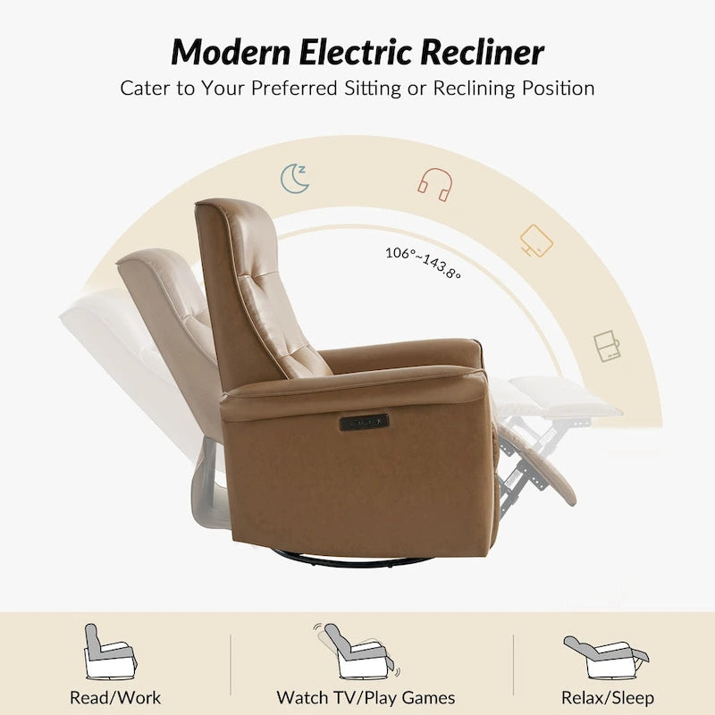 Fauteuil inclinable pivotant électrique (avec port USB)